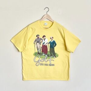 The Three Stooges Golf With Your Friends Graphic Yellow T Shirt Adult size XL